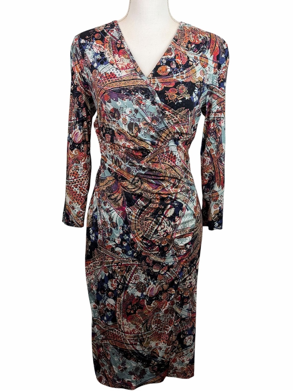 Peruvian Connection | Imari Multicolor Faux Wrap Jersey Dress